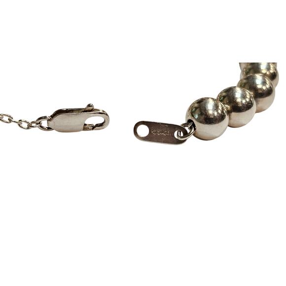 Long Vintage Sterling Silver Graduated Bead Necklace - Picture 3 of 3